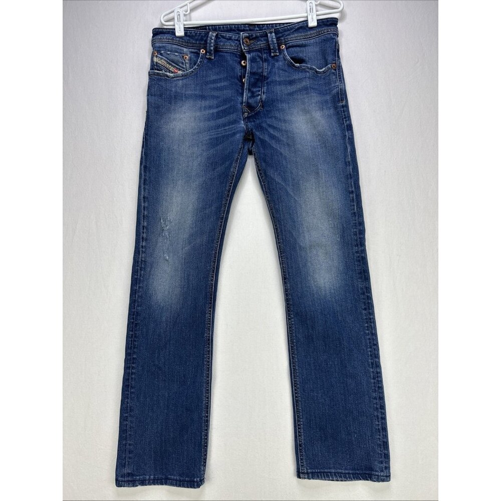Diesel Men’s Straight Jeans in Washed Blue